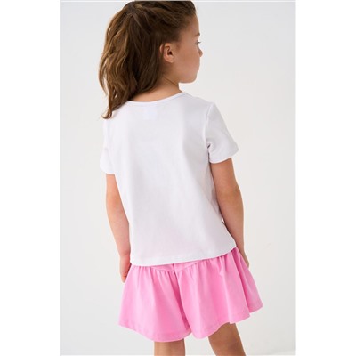 Комплект трикотажный для девочек: фуфайка (футболка), шорты PLAYTODAY, 1240036