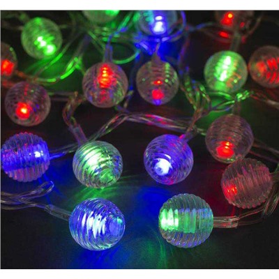 Гирлянда елочная "Шарики льда" разноцветная 5м