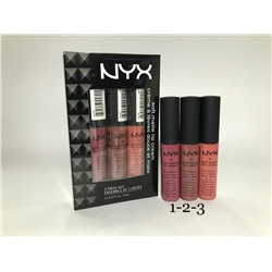 набор блеск 3в1 от NyX soft matte Lipsticks