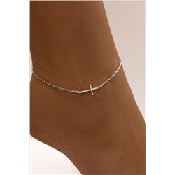 Браслет на ногу с крестом из серебра с фианитами родированный 451-10-496р