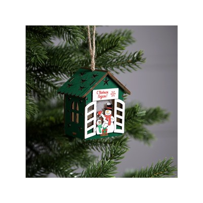 Ёлочная игрушка «Два снеговика», 8×7×6 см, 1 LED, от батареек, свечение тёплое белое