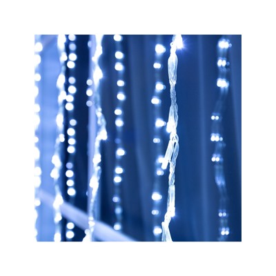 Гирлянда «Водопад» 2×1.5 м, IP44, прозрачная нить, 400 LED, свечение белое, 8 комбинаций режимов, 220 В