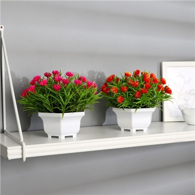 Искусственный цветок в горшке «Чернушка дамасская», 18×15 см, МИКС