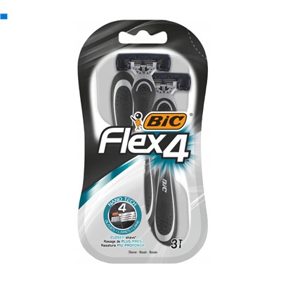 Станок для бритья одноразовый BiC Flex-4 Nano Tech (3шт) блистерная упаковка