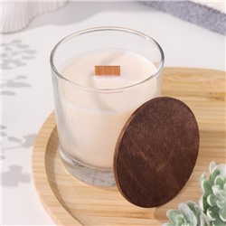 Свеча в стакане с деревянным фитилем и крышкой «Лесная малина», из соевого воска, 110 г