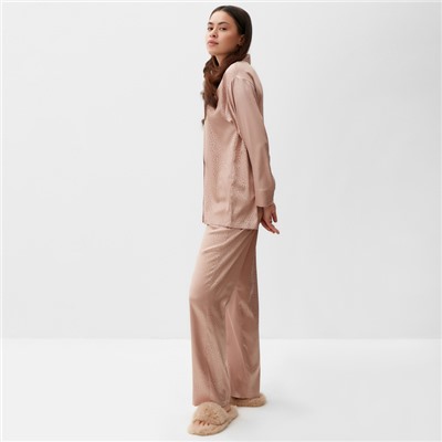 Пижама женская (рубашка, брюки) KAFTAN «Леопард», золотая, размер 40-42