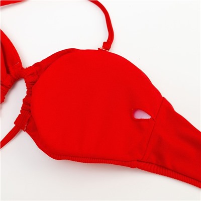 Купальник раздельный однотонный на завязках женский MINAKU, размер 46, красный