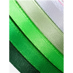 Атласная лента, набор 5 шт., 6 мм, 23±1 м, белая, зелёная