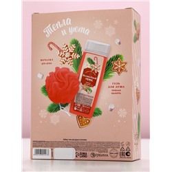 Новогодний подарочный набор косметики «Новый год», гель для душа 250 мл и мочалка для душа, Чистое счастье