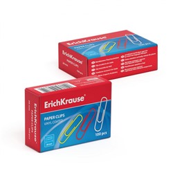 Скрепки канцелярские 28мм/100шт цветные винил 24871 ErichKrause
