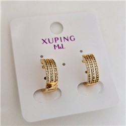 Серьги кольца дорожка коллекция "Xuping" покрытие позолота, вставка: фианиты, арт.101.089