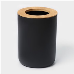 Аксессуары для ванной комнаты SAVANNA «Вуди», 6 предметов, мыльница, дозатор, 2 стакана, ёршик, ведро, чёрные