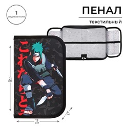 Пенал школьный, 1 секция, 13×21×4 см «Аниме»