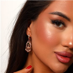 Крупные серьги ювелирная бижутерия Дубайское золото, с покрытием позолотой, вставка: фианит, цвет: прозрачный и зеленый, арт.314.008