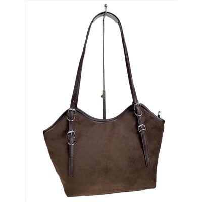 Женская сумка из искусственной замши, цвет шоколад