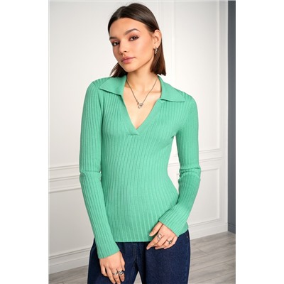 Женский джемпер лапша с воротником поло Happyfox