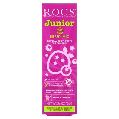 R.O.C.S., Junior, зубная паста со вкусом ягод, для детей 6‒12 лет, 74 г (2,6 унции)