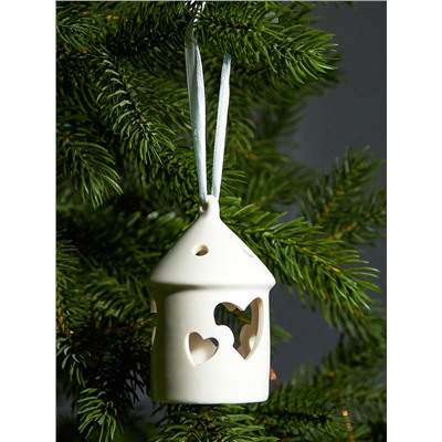 Светодиодная фигура «Дом с сердцем», 9.3×6×6 см, 1 LED, керамика, от батареек LR44×3 шт., тёплый белый свет