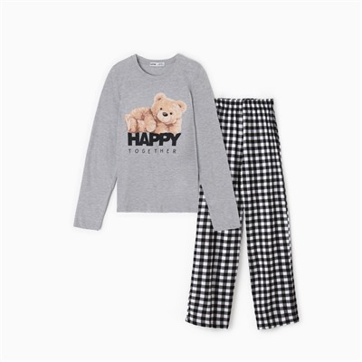 Пижама новогодняя женская (лонгслив, брюки) KAFTAN Happy together, размер 40-42