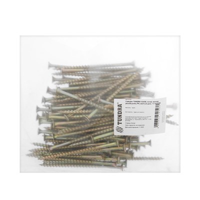 Саморез 4.2×89(90) мм ТУНДРА PREMIUM, потай, крупная резьба, шлиц PH, желтый цинк, 1 кг