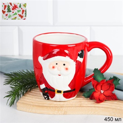 Кружка 450 мл Дед мороз / NX249377-8 /уп 48/ новогодняя/подарочная упаковка