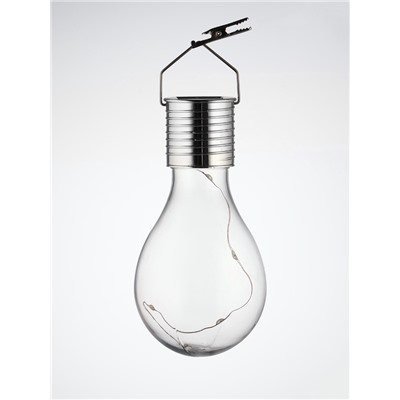 Садовый светильник «Лампочка», уличный, на солнечной батарее, 8×14×8 см, 5 LED, свечение белое