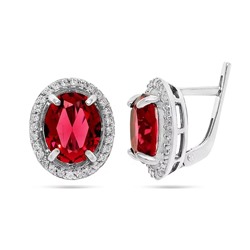 Серьги из серебра рубеллит кварц, см007