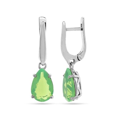 Серьги из серебра лунный камень зеленый, Ю-200М45