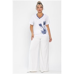 Блуза Лотус НЬЮ (бело-синяя) Б13975-20М