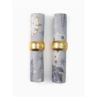 Набор салфеток сервировочных на стол, «Этель» Let it snow, 2 шт., серые, с декоративными кольцами, 40×40 см