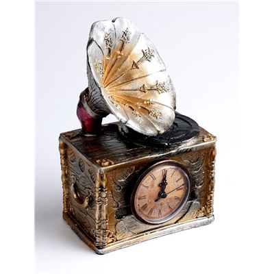 Часы настольные интерьерные «Граммофон», на батарейках, 15.5×9.5×24.5 см, d=7 см