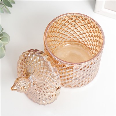 Шкатулка для украшений «Ромбы и купол», стекло, карамель 14×8.2×8.2 см