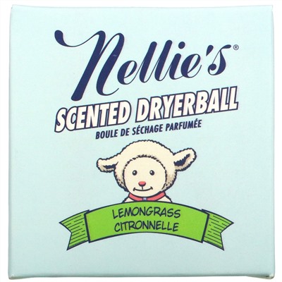 Nellie's, Scented Wool Dryerball, Lemongrass, 50 Loads