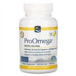 Nordic Naturals, ProOmega, со вкусом лимона, 1000 мг, 60 мягких капсул
