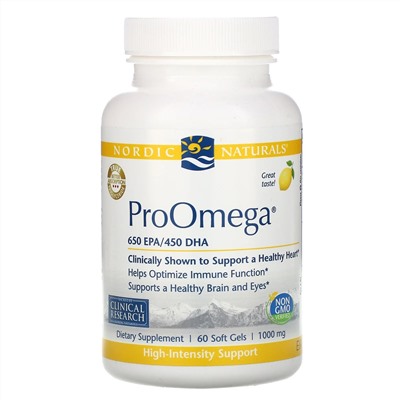 Nordic Naturals, ProOmega, со вкусом лимона, 1000 мг, 60 мягких капсул