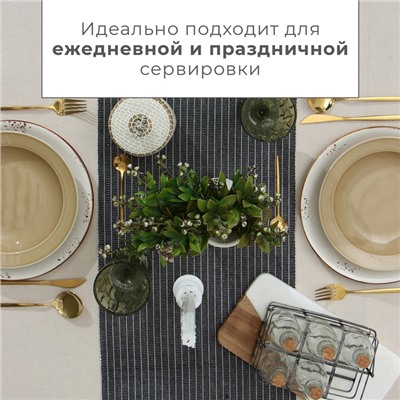 Дорожка на стол «Этель», 33×182 см, 100% хлопок, серая