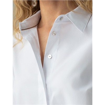 Укороченная блузка с рукавами буфами и с кулиской по низу из эластичного хлопка