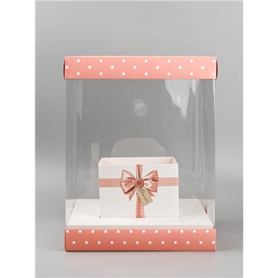 Коробка для цветов с вазой и пластиковыми окнами складная «Для тебя», 30×23×23 см