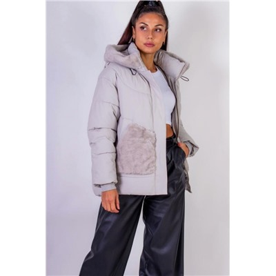 Зимняя куртка с капюшоном Меховая отделка арт.631 (Серый)
