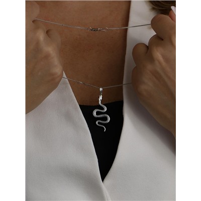 Подвеска из чернёного серебра с фианитами - Змея 3-656ч216