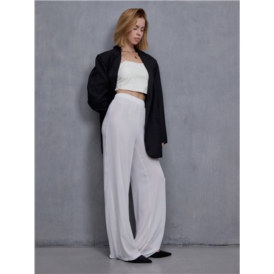 Брюки женские палаццо из шифона MINAKU: Casual Collection, белые, размер 50