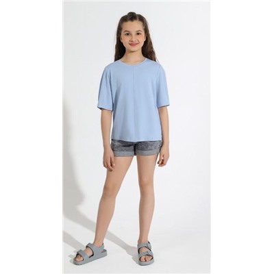 Фуфайка (футболка) для девочки Гретта-4 (Светло-голубой)