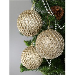 Новогоднее украшение Шары 3 штуки 8 см / WF-183 /уп 128/золото