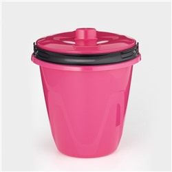 Ведро с крышкой «Лайт», 5 л, d=23.4 см, h=24 см, пластик, розовое