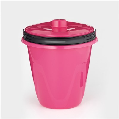 Ведро с крышкой «Лайт», 5 л, d=23.4 см, h=24 см, пластик, розовое
