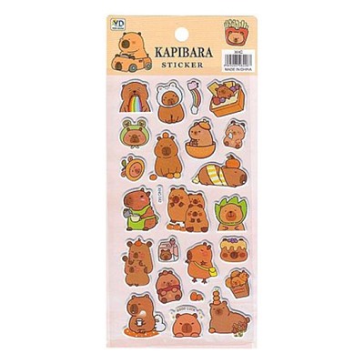 Наклейки объемные 1 лист 9,5х22 см Капибарка 4 Р22072-1 (Ткн1000-23) Гранит