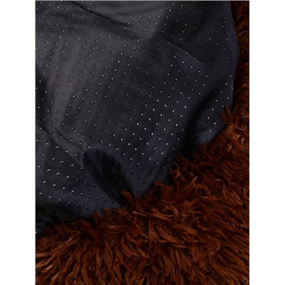 Лежанка для собак и кошек, длинный мех, 80×80×25 см, коричневая