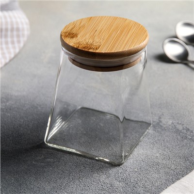 Банка стеклянная для хранения сыпучих продуктов «Эко. Трапеция», 350 мл, 7.5×10 см, с бамбуковой крышкой