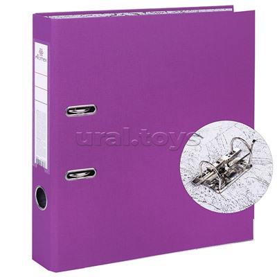 Папка с арочным механизмом A4 50 мм PP разобранная, металлическая окантовка, запечатка форзаца, наварной карман с этикеткой, фиолетовая