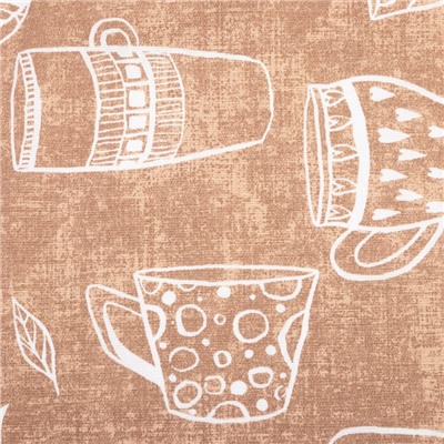 Шторы для кухни «Доляна» Cup of tea 150×180 см- 2 шт., подхваты - 2 шт., 164 г/м², 100% хлопок